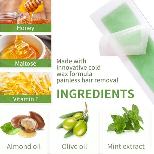 Facial Wax Strips for Women – 98% Natural, Hypoallergenic Formula for Sensitive Skin – Quick & Gentle Hair Removal for Upper Lip, Eyebrows, Chin, Bikini Line & Legs 40Pcs