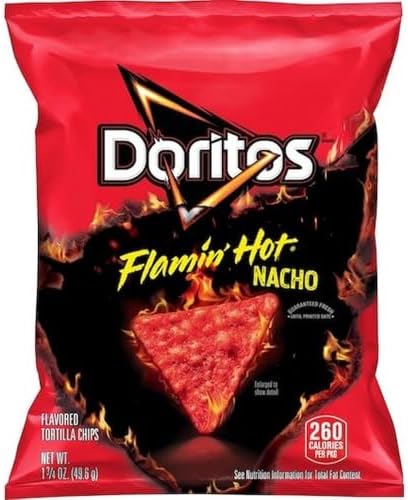 Doritos Flamin" Hot Nacho Tortilla Chips, 1.75 ounce bags (Pack of 8), Bundled by City Wide Gourmet