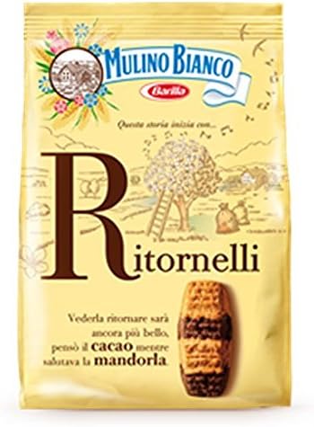 Mulino Bianco: "Ritornelli" shortbread with cocoa and almonds - 24.69 Oz (700g) Pack of 2 [ Italian Import ]