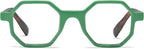 2SeeLife Oversized Hexagon TR-90 Reading Glasses for Men & Women – Medium–Wide Fit, Durable, Spring Hinges, Premium Readers, Green, +2.25
