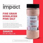 Impact - Fine Himalayan Pink Sea Salt - No Additives Rich in Trace Minerals Non-GMO Gluten-Free Ideal for Low-Carb Fasting Cooking - 1lb Shaker
