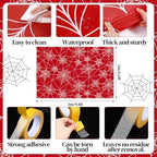 Spider Party Decorations Red Spiderweb Floor Covering Large Spider Birthday Decorations with Double Sided Tape Waterproof Spiderweb Birthday Supply Photo Booth Party Backdrop, 9.8 x 6.5ft