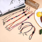 EupHHonycs 6 Pieces Folk Style Napkin Clip, Lanyard Neck Strap, Adjustable Flexible Bib Holder Clips for Napkin, Clip Napkin Dental Bib Clips, 6 Colors