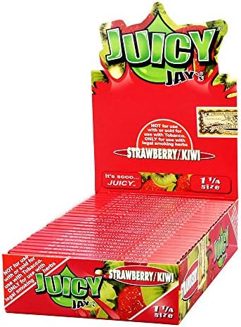 24 Packs (1 box) Juicy Jay's 1.25" Pure Hemp Rolling Papers Strawberry Kiwi