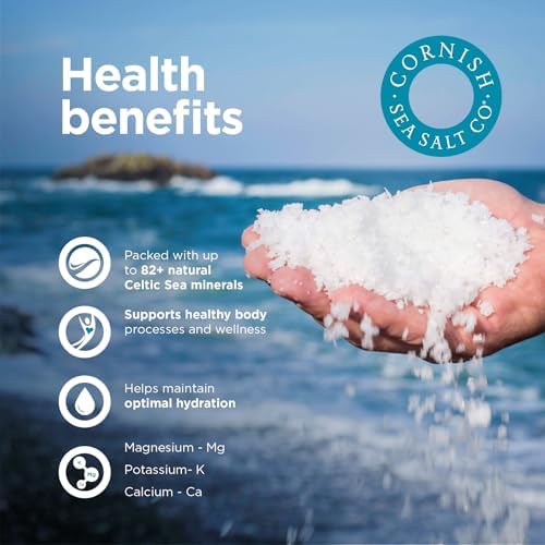 Cornish Sea Salt Mineral Flakes | Cooking & Hydration | Hand-Harvested in Celtic Waters | 5.3 oz Resealable Tub (Pack of 2)