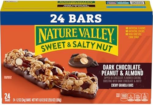 Nature Valley Sweet and Salty Nut Granola Bars, Dark Chocolate Peanut Almond, 24 Bars, 28.8 oz