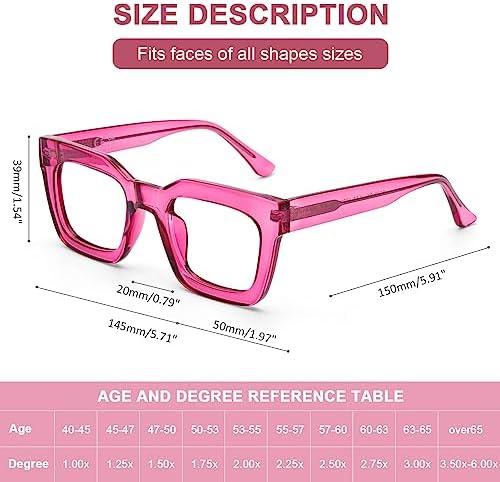 AQWANO Stylish Blue Light Reading Glasses Women, Fashion Oversized Square Designer Readers Computer Eyeglasses