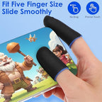 30 Pcs Gaming Finger Sleeves Light Fiber Thumb Protector Breathable Smooth Feel Protector Wrap Durable Anti Sweat Extremely Thin Support Covers for Devices Touchscreen Game Play (Black)