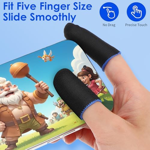30 Pcs Gaming Finger Sleeves Light Fiber Thumb Protector Breathable Smooth Feel Protector Wrap Durable Anti Sweat Extremely Thin Support Covers for Devices Touchscreen Game Play (Black)