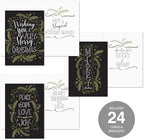 Canopy Street Christmas Pines Typography Cards / 24 Holiday Cards With White Envelopes / 5'' x 7'' Winter Greeting Cards / 3 Festive Designs With Inside Verses/Made In The USA