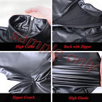 LESOYA Women's Sexy Latex Catsuit Shiny Wetlook PVC Leather Skinny Zipper Crotch Bodysuit Jumpsuit Clubwear