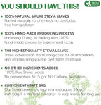 FreshDrinkUS, Premium 500+ Natural Stevia Leaves, Whole Dried Leaves, 100% Pure Stevia Dried Leaves, Zero Calorie Sweetener, No Additives, No Caffeine, Vegan