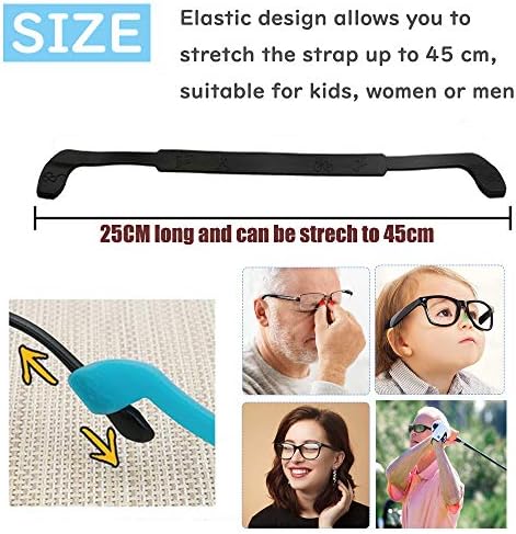 Glasses Strap Anti-Slip Silicone Eyeglass Strap Eyewear Retainers Sports Elastic Soft Sunglass Cord Holder for Men Women 2PCS(Black /Red)
