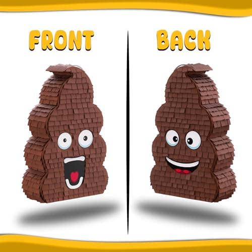 Jergrim Funny Poop Piñata 4-Piece Set perfect for Birthday Parties, Decorations, Emoticon Parties, Fun shape, Great Party Addition for kids, teens, and adults (17”X10”) Durable!