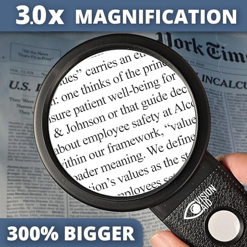 Hands-Free Magnifier with USB Rechargeable LED Lights and Storage Case | Loupe Magnifying Glass with Stand for Reading Jewelry Coins Watch Hobby Crafts Close Work