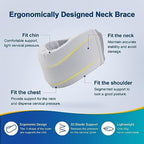 Neck Brace for Neck Pain and Support, Soft Neck Support Relieves Pain & Pressure in Spine for Women & Men, Wrap Align Stabilize Vertebrae Foam Cervical Collar for Sleeping (Grey, S, 3" Depth Collar)