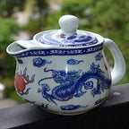 Teapot 14oz Blue White Dragon Stainless Filter Wire Infuser for Loose Tea (Dragon Phoenix pot)