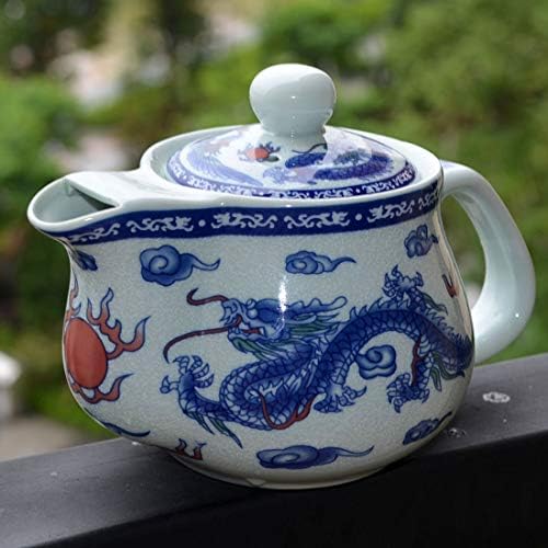 Teapot 14oz Blue White Dragon Stainless Filter Wire Infuser for Loose Tea (Dragon Phoenix pot)