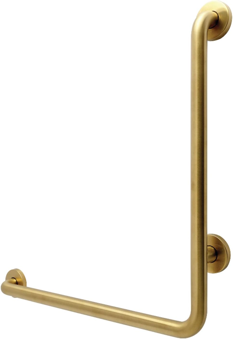 Kingston Brass GBL1424CSL7 Made to Match 24" x 24" L-Shaped Stainless Steel ADA Grab Bar - Left Hand, Brushed Brass