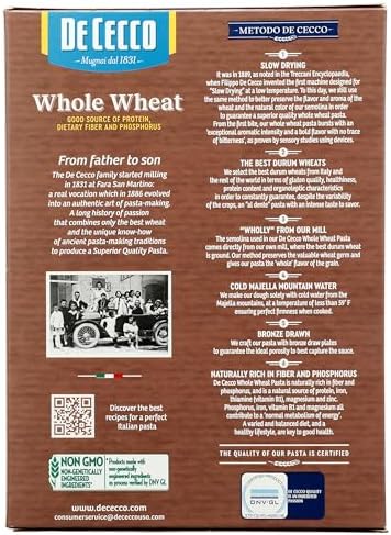 De Cecco Pasta Fusilli Whole Wheat, 13.25 oz