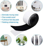Shappy 2 Packs 120 x 2 x 0.12 Inch Felt Strips with Adhesive Backing Felt Tape Roll Non Slip Self Adhesive Cuttable Furniture Pads for Protecting Hardwood Floors, Chairs, Wall(Black)