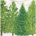 Caspari Christmas Trees with Lights Paper Luncheon Napkins - 20 Per Package
