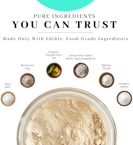 Vanman’s - Mint and Bone Tooth Powder Toothpaste - Remineralizing Tooth Powder with Cattle Bone Derived Hydroxyapatite, Bentonite Clay, Peppermint Oil and Baking Soda - 2.2 oz