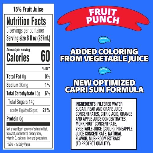 Capri Sun Fruit Punch Flavored Juice Drink Blend, 64 oz Bottle