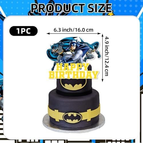 25Pcs Batman-s Birthday Party Supplies Pack Includes 1 Cake Topper 24 Cupcake Toppers for Batman-s Party Supplies