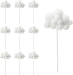 10Pcs Cloud Cake Topper, Plush Cloud Cupcake Toppers Yarn Ball Dessert Picks White Cake Picks Decor for Wedding Birthday Party Supplies
