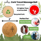 Travel Cork Massage Ball | Lightweight, Sustainable Alternative to Lacrosse Ball for Muscle Pain Relief (1.9 Inch (Pack of 1), Sanded Cork)