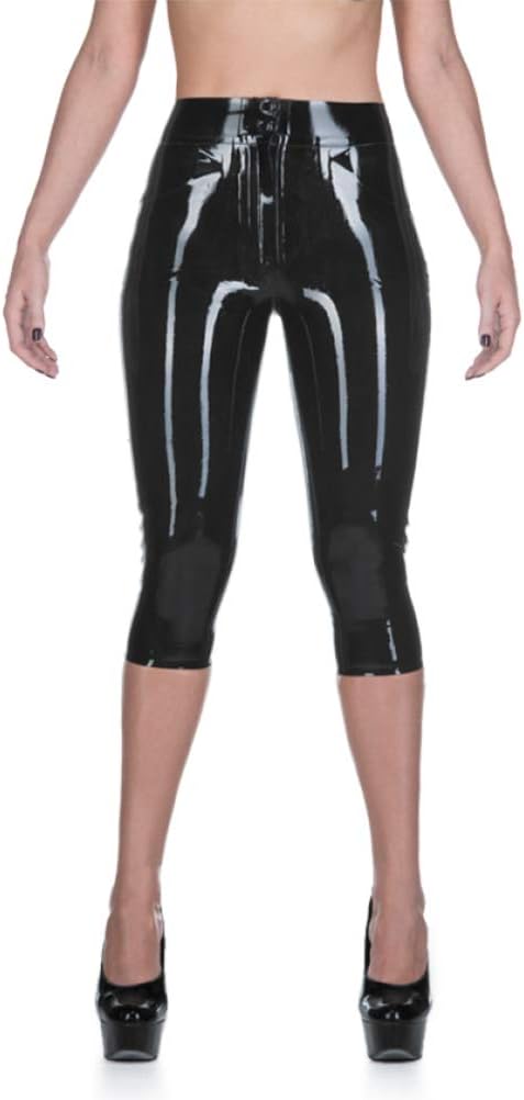 Latex Gummi Rubber Black Capri Jeans Slim Trousers Fitted Pants 0.4mm