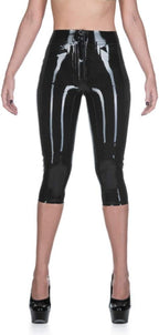 Latex Gummi Rubber Black Capri Jeans Slim Trousers Fitted Pants 0.4mm