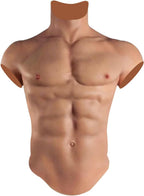Liifun Realistic Fake Silicone Muscle High Collar Chest Costume for Cosplay Makeup Halloween Props Male Shaper Stronger