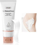 VGO Painless Hair Removal Cream for Women & Men, Hair removal cream for body, back & legs, All Skin Types, 4.06oz w/Spatula