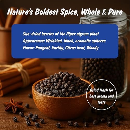 Spice Profile USDA Organic Black Peppercorns Whole, Lab Tested for Heavy Metals, Resealable 4oz Pouch, Kali Mirch, Pimienta Negra en Granos