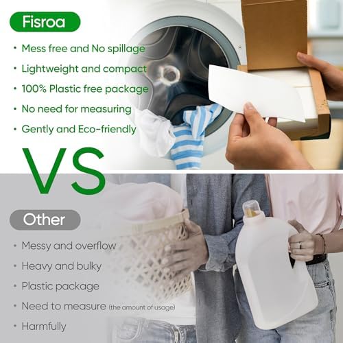 Travel Laundry Detergent Sheets Fisroa 300 Loads Eco-friendly Washing Detergent Sheets Plastic-Free Washer Strips, Fresh Linen Scent Liquidless Laundry Strips for Camping Dorm