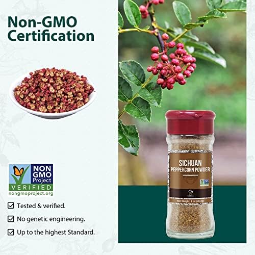 Soeos Sichuan Peppercorn Powder 1oz (28.3g), Non-GMO Verified, Szechuan Peppercorn, Ground Sichuan Green Peppercorns, Green Sichuan paper Powder, Mapo Tofu Essential Ingredient