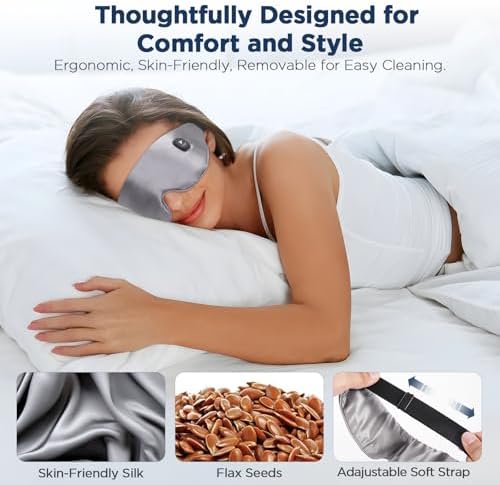 Heated Eye Mask Cordeless, Warm Compress for Eyes, Washable Heated Eye Masks for Dry Eyes, with 3 Temperature Modes & Auto Shut-Off for Sleep, Stye Blepharitis Chalazion MGD (Grey)
