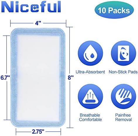 Super Absorbent Wound Dressing 4" x 8" (10 Pcs) – Non Stick Gauze Pads for Wound Care, Heavy Exudate Large Bandages for Pressure Ulcers, Bedsores, Diabetic Foot Ulcers