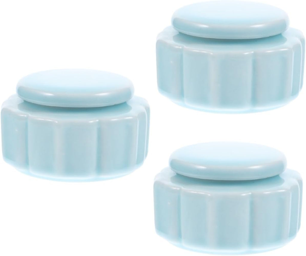 Ciieeo 3pcs Ceramic Makeup Powder Container Lipstick Jar Mini Jar for Lip Gloss Base