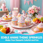 Edible Pastel Sprinkles for Cake Decorating,Pink Blue White Round Confetti Sprinkle,Princess Sugar Sprinkle Circular Candy for Cake Baking,Cupcake Cookie Donut Desserts Decorations,Gender Reveal Baby Shower Birthday Party Supplies