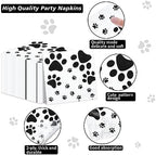 100 Pcs Paw Print Napkins, Paw Print Party Supplies, Puppy Theme Birthday, Table Napkins for Doggy Themed Party, Pets Kid's Birthday, Baby Shower