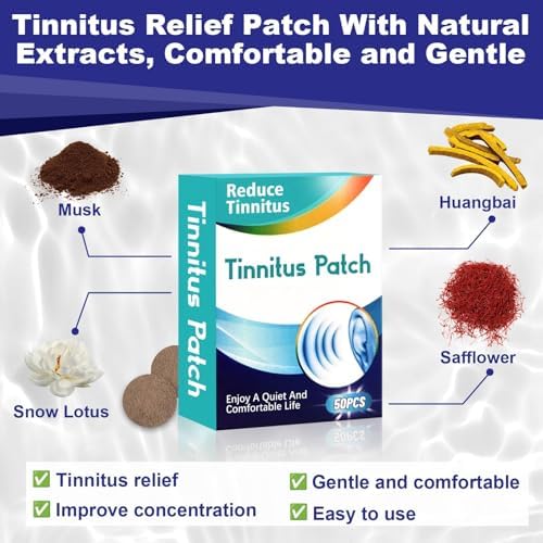 Tinnitus Relief for Ringing Ears, Tinnitus Relief Patches, Effective Tinnitus Treatment can Reduce Tinnitus, Relieve Hearing Loss, and Improve Ear discomfort, 50PCS, D