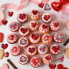 56PCS Edible Crystal Heart Cupcake Toppers Wafer Paper Red Diamond Heart Cupcake Picks Be Mine Cake Decor for Valentine's Day Theme Engagement Party Decoration Supplies