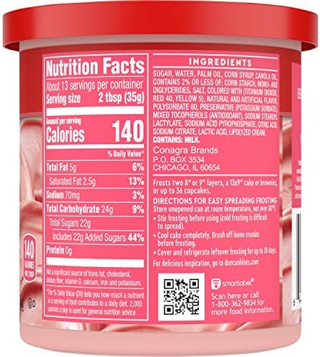 Duncan Hines Creamy Strawberries 'n Cream Flavored Frosting, Easter Baking, 16 oz. (Pack of 8)