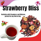 Tea Whisker - Strawberry Bliss | Fruity Herbal | Loose Leaf Tea | 4 Ounce Pouch | Serve Iced or Hot | Non-Caffeinated