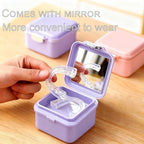 Denture Bath Case, Denture Soaking Container Denture Cup Soaking Holder Mouth Guard Denture Box Denture Baths Cleaning with Lid Retainer Case （Purple）