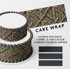 Camo Edible Cake Wrap Strips – Realistic Camouflage Icing Sheet Cake Side Decoration – Hunting & Outdoors Birthday Cake Topper (3 Pre-Cut Strips, 2.5" x 10.5") (Pattern E)