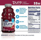 Ocean Spray® Pure Unsweetened Tart Cherry, 100% Tart Cherry Juice, 32 Fl Oz Bottle (Pack of 8)